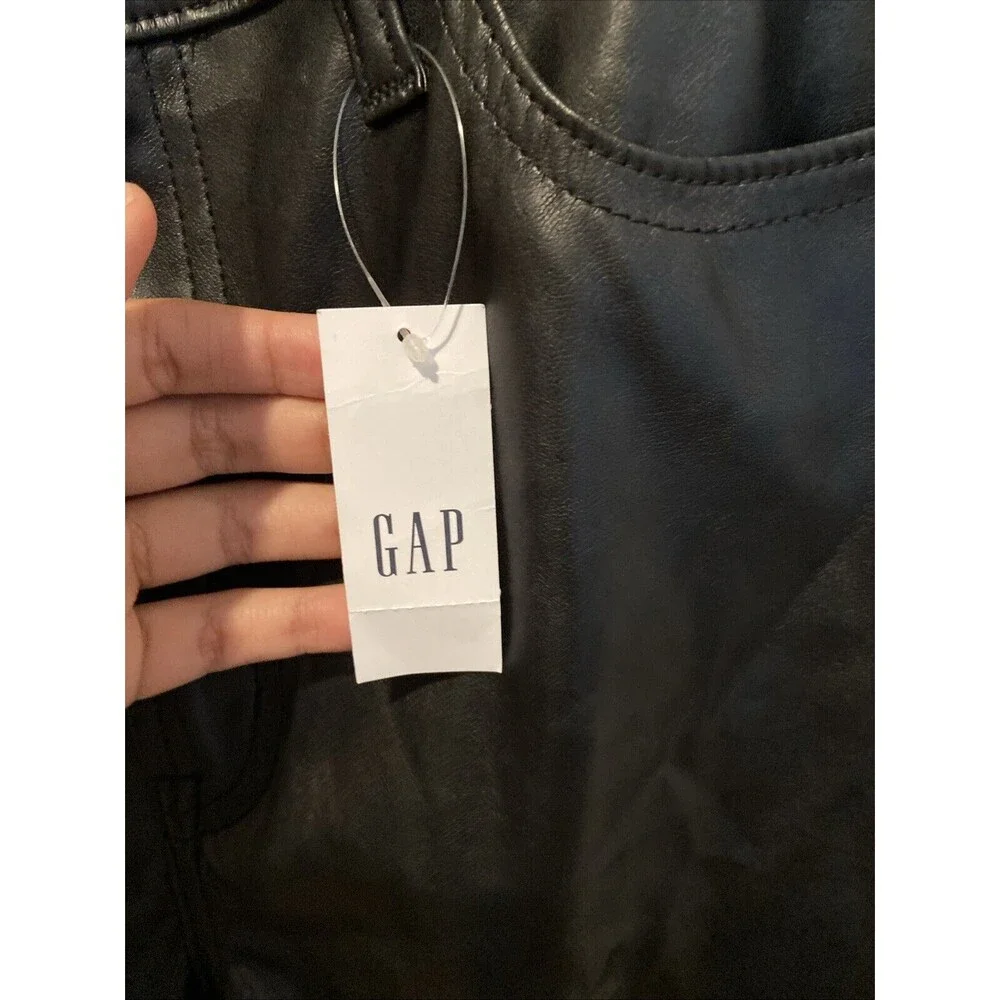 NWT The Gap 10/30r Straight Black Pleather Pants PU Stretch vegan leather - Picture 5 of 10